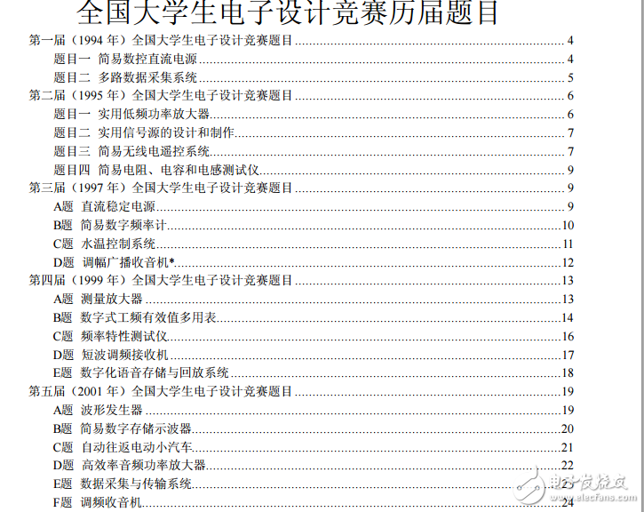 全國(guó)大學(xué)生電子設(shè)計(jì)大賽國(guó)賽題匯集
