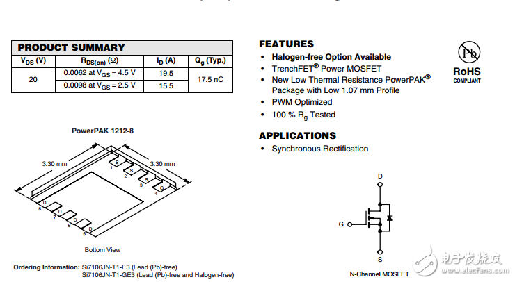 Si7106JN 20V19A6.5mΩ適用于電子煙,航模,無人機(jī)