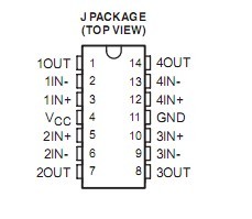 LM124-SP四路運(yùn)算放大器引腳圖