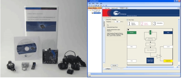 圖2.  賽普拉斯半導(dǎo)體公司的CyClockWizard和CY3675-CLKMAKER編程器（電子系統(tǒng)設(shè)計(jì)）