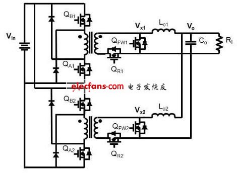 雙相交錯(cuò)式雙開關(guān)正向轉(zhuǎn)換器