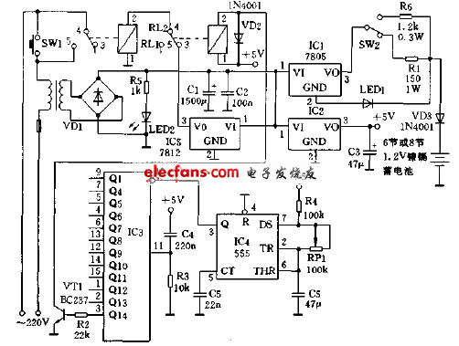 使用電池自動(dòng)充電器電路圖