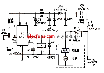 電風(fēng)扇加裝陣風(fēng)控制器電路