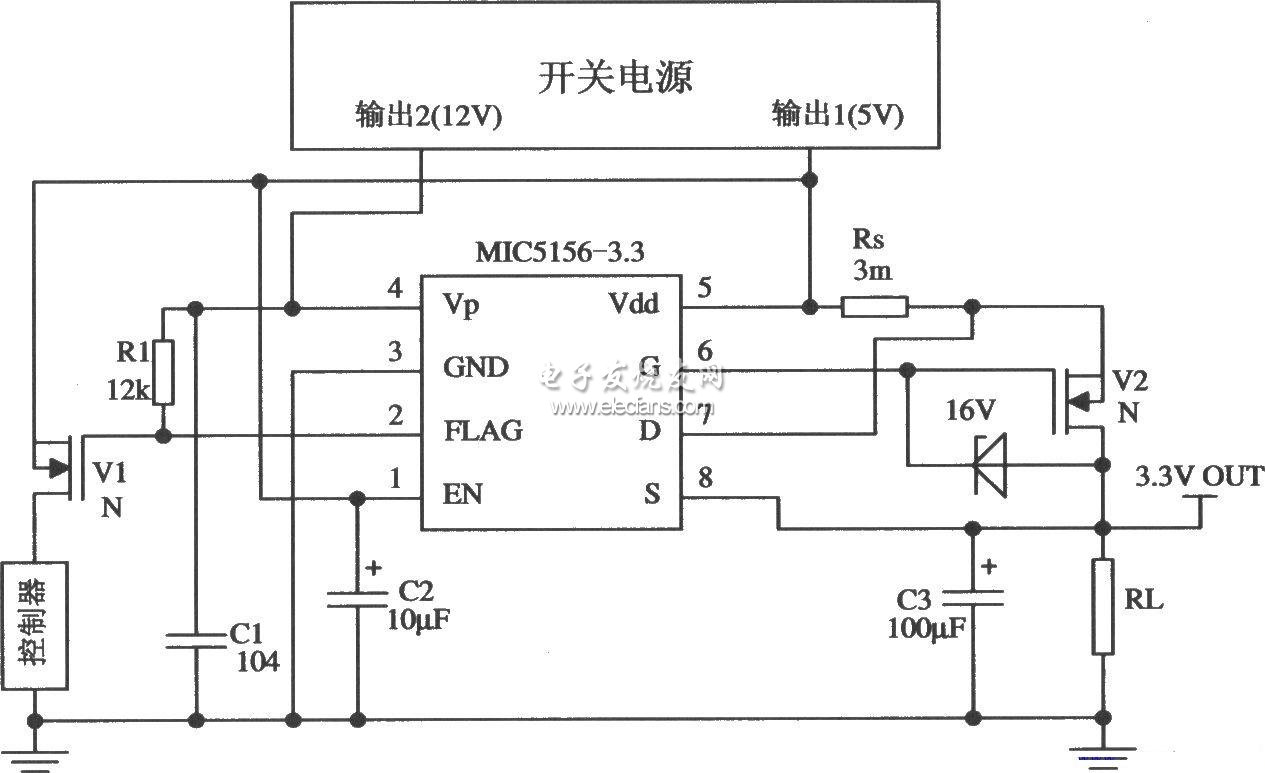 基于MIC5156的開關(guān)電源末級穩(wěn)壓器電路