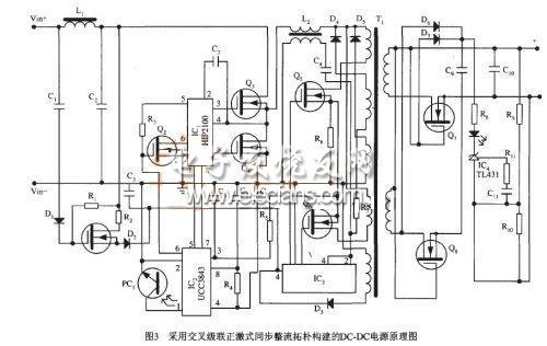 交叉級(jí)聯(lián)正激式同步整流變換電路DC-DC電源
