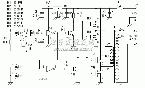 MOS場(chǎng)效應(yīng)管逆變器電路
