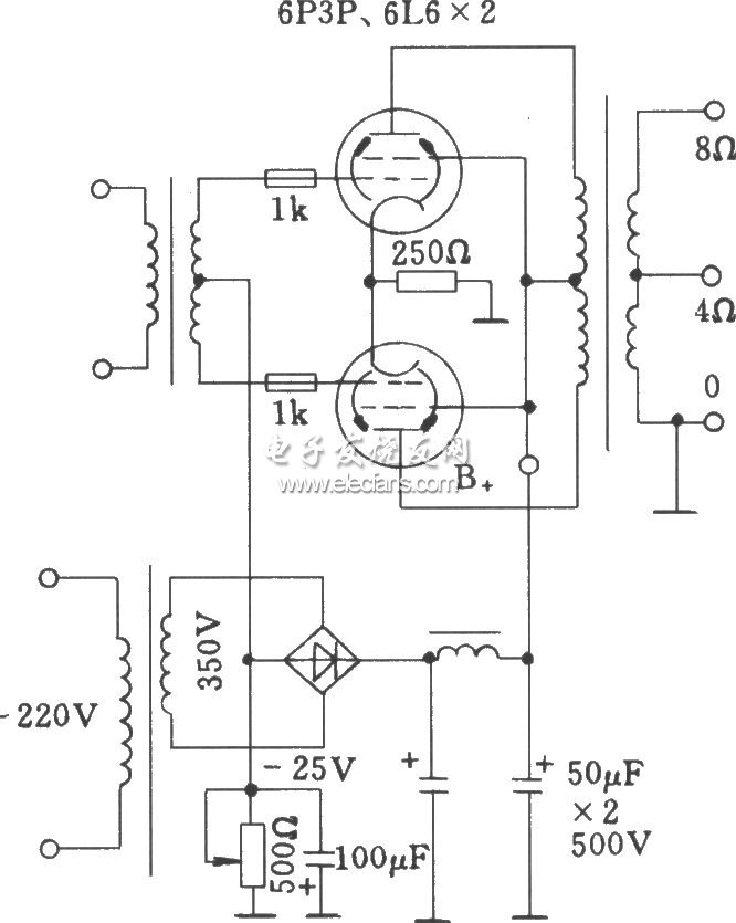 電子管固定柵負(fù)壓方式功放電路