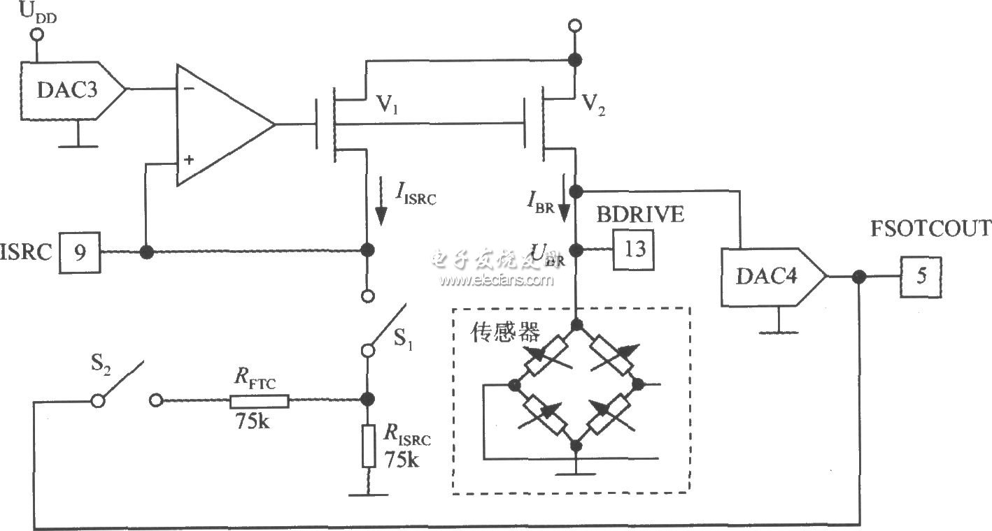 MAX1458構(gòu)成的電橋激勵(lì)電路