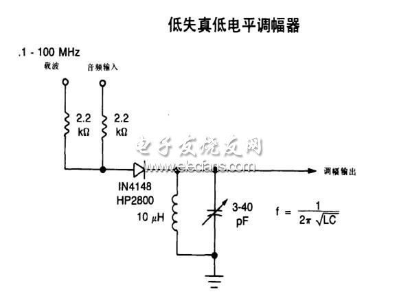 低失真低電平調幅器原理圖