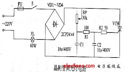 晶閘管調(diào)光燈電路