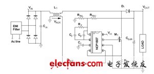 NCP1607驅動的應用段典型應用示意圖