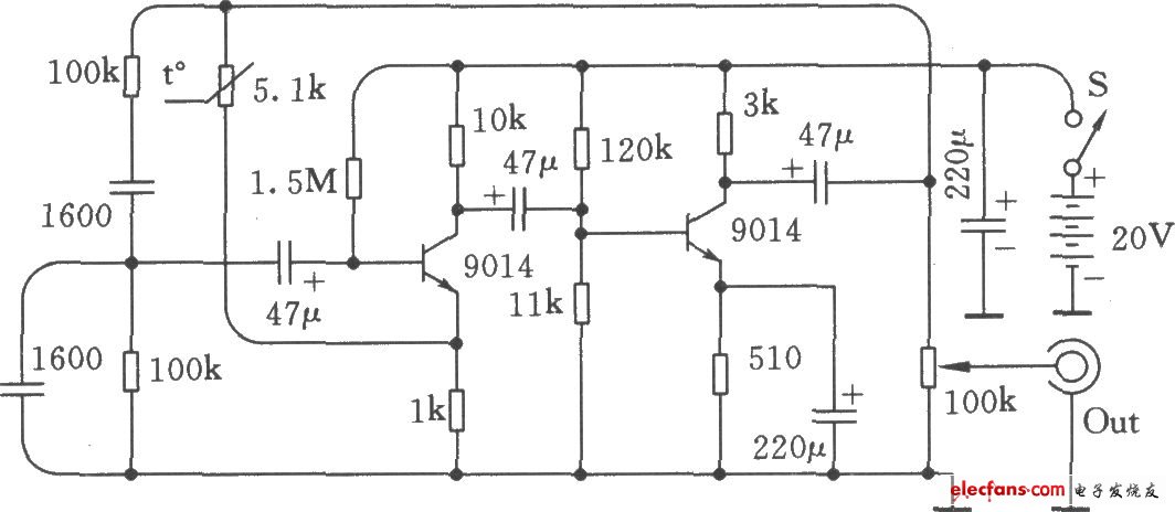 文氏橋低頻信號發(fā)生器原理圖