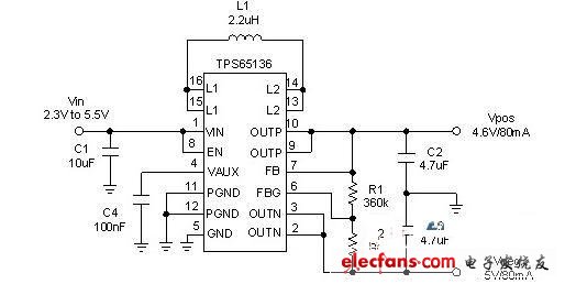 支持雙重輸入的 TPS65136 降壓升壓轉(zhuǎn)換器拓樸