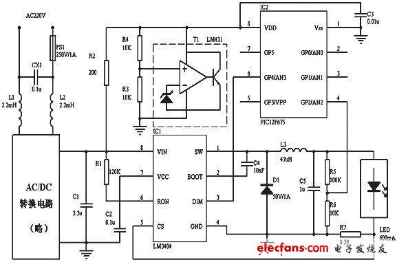 結(jié)溫保護的LED電源電路圖