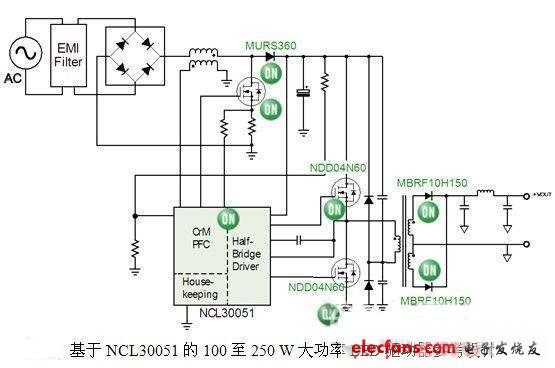NCL30051構(gòu)成的大功率LED驅(qū)動(dòng)器電路