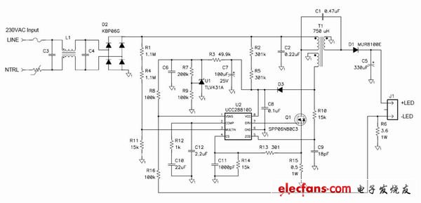 轉(zhuǎn)移模式 SEPIC 發(fā)揮了簡單 LED 驅(qū)動器的作用