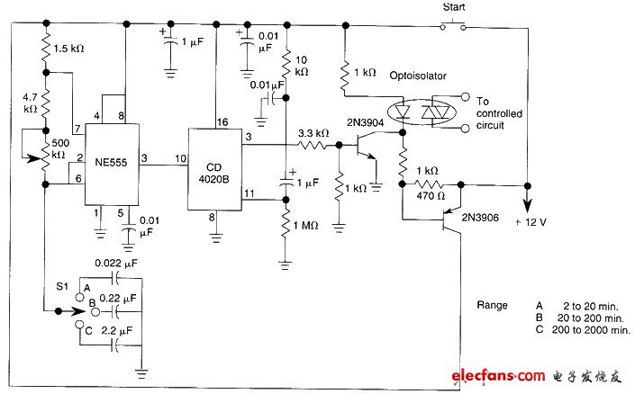 兩千分鐘計時器原理圖
