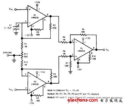 帶CMRR校準(zhǔn)的儀表放大器原理圖