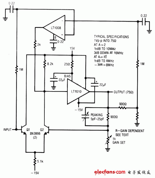 帶DC穩(wěn)壓器的快速放大電路