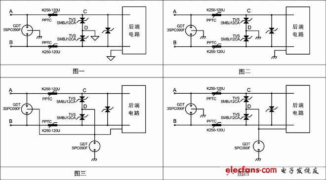 四種RS485防雷保護(hù)接地電路