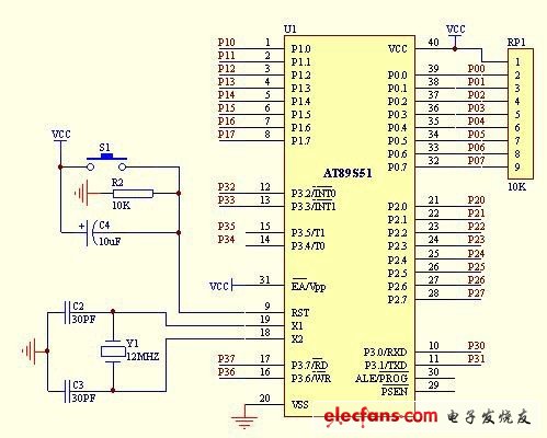 圖2 單片機主控系統(tǒng)電路圖