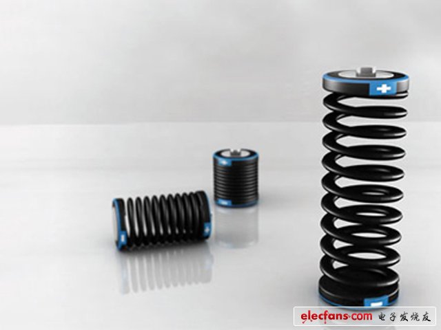 彈簧電池設(shè)計(jì)：這樣的電池肯定讓我們大開(kāi)眼界，它的主體是彈簧，也正是利用它伸縮的特性