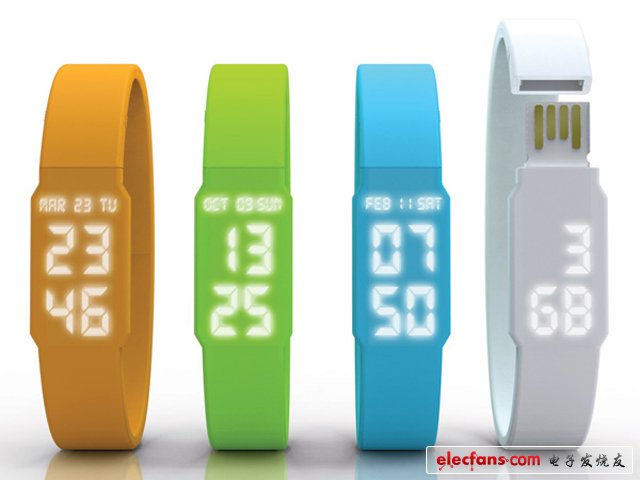 USB存儲卡手表設計：這是一系列外表看起來非常簡潔的USB手表，連接電腦后，能直接同步時間，10分鐘即可充滿電量