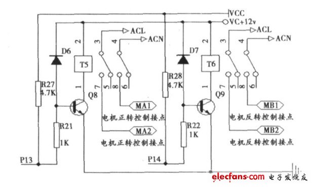 圖4 窗簾電機(jī)控制電路