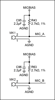 圖4. 兩路麥克風(fēng)輸入電路。