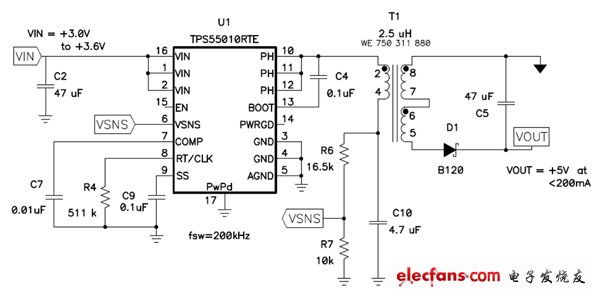同步降壓電路提供隔離式電源供應(yīng)