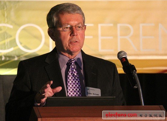 SEMI的總裁和CEO Denis McGuirk，在SEMI 7.9號的記者招待會上發(fā)言，這是McGuirk自2011年8月就任SEMI的CEO以來的首次展會發(fā)言