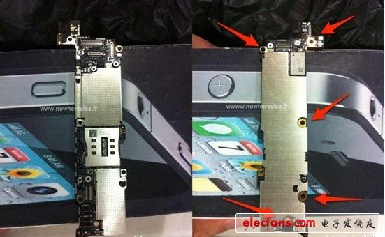 從曝光的照片上來看，iPhone 5的主板密封性更加嚴密，爆料人士透露稱，除了Wi-Fi和藍牙模塊可以直接動手換換外，其余部件如果壞掉，該機就杯具了因為集成度太高維修相當麻煩