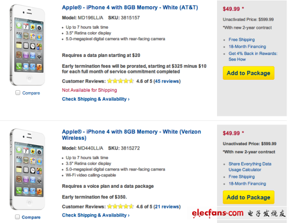 百思買則將iPhone 4降價(jià)50美元，僅售49美元。