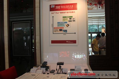 廣景科技展臺——基于DLP Pico技術(shù)的微投影方案在消費(fèi)領(lǐng)域，尤其智能移動設(shè)備上的應(yīng)用不容小覷，廣景科技正式看中了該市場潛力