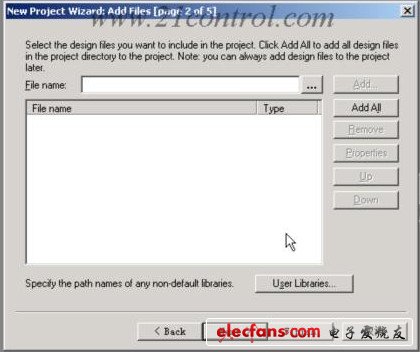 按Next按鈕，出現(xiàn)添加工程文件的對話框：