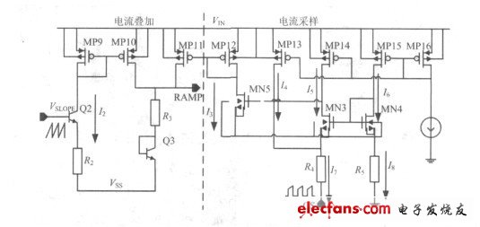 圖3 電流采樣與疊加電路。