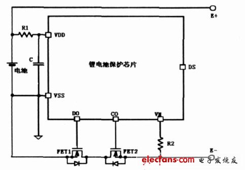 圖1 鋰電池保護原理圖