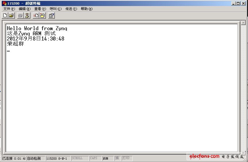 點(diǎn)run，開(kāi)始下載。等待下載完成，可以看到ZedBoard向超級(jí)終端發(fā)來(lái)的信息