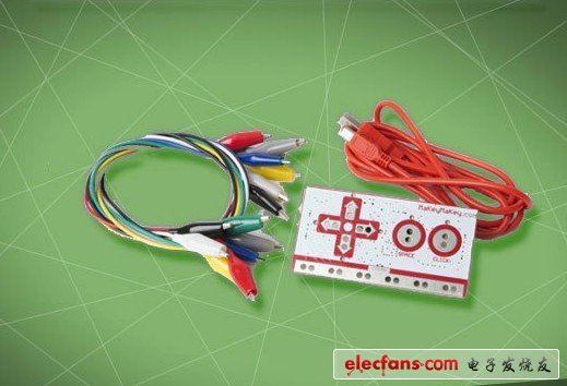 MaKey MaKey工具很簡單，只包括一塊電路板、一些連接線和一些鱷嘴夾