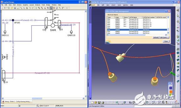 圖3：交叉查找：選中 ECAD 域的一個目標(biāo)時，相應(yīng)的 MCAD 等值也會突出顯示