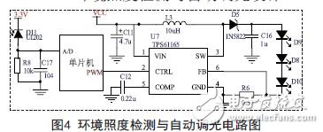 環(huán)境照度檢測與自動調(diào)光電路圖