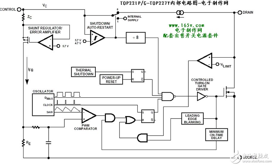 TOP227YN內(nèi)部電路圖。