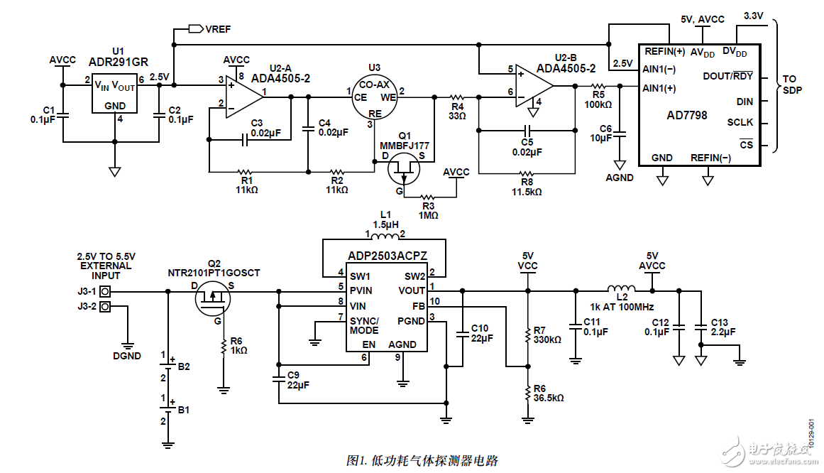 使用電化學(xué)傳感器的單電源、微功耗有毒氣體探測器電路設(shè)計(jì)