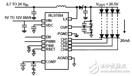 基于ISL97684顯示LED電源背光驅(qū)動電路設(shè)計(jì)