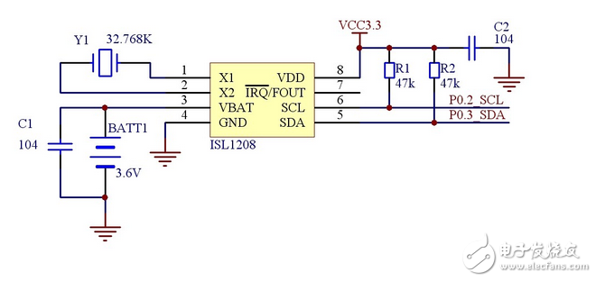 采用ISL1208精密時鐘應(yīng)用電路設(shè)計