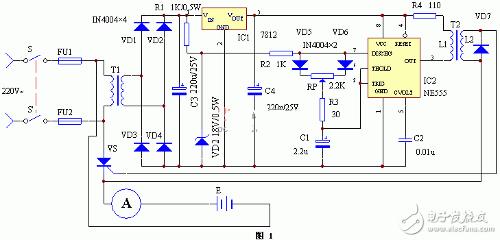 采用NE555便攜式可控硅充電器電路設(shè)計(jì)