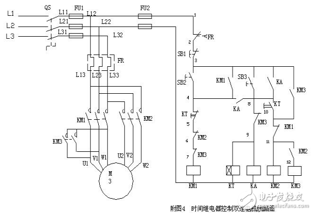 時(shí)間繼電器控制雙速電機(jī)