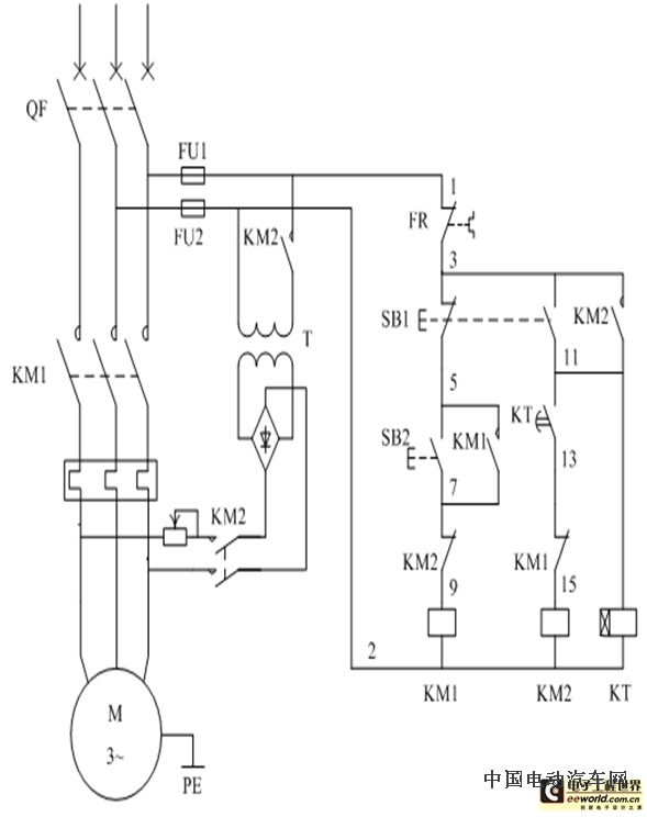 電動(dòng)機(jī)全波能耗制動(dòng)控制電路
