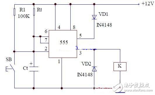 555簡單的延時(shí)電路