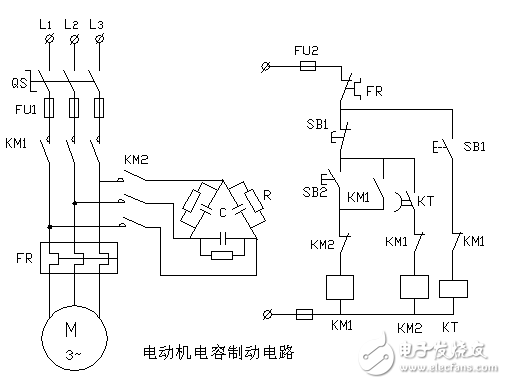 電動(dòng)機(jī)電容制動(dòng)制動(dòng)控制電路